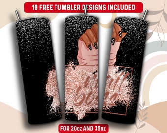 Nail Tech Tumbler Wrap PNG, Nail Boss 20 oz Skinny Tumbler Sublimation Design, Instant Download (+101 free Designs)