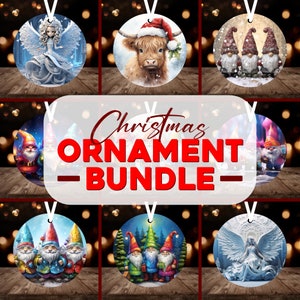 30x Ornements de Noël PNG Sublimation Bundle , 300 DPI Téléchargement numérique instantané, Ornement rond de Noël PNG Ornement de Noël 3D