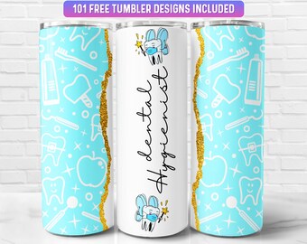 Dental Hygienist Tumbler Wrap PNG, Dental Hygienist 20 oz Skinny Tumbler Wrap Sublimation Design, Sofort Download (+101 kostenlose Designs)