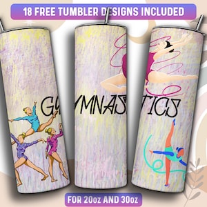 Gymnastics Tumbler Wrap PNG, Gymnastics 20 oz Skinny Tumbler Sublimation Design, Instant Download (+101 free Designs)
