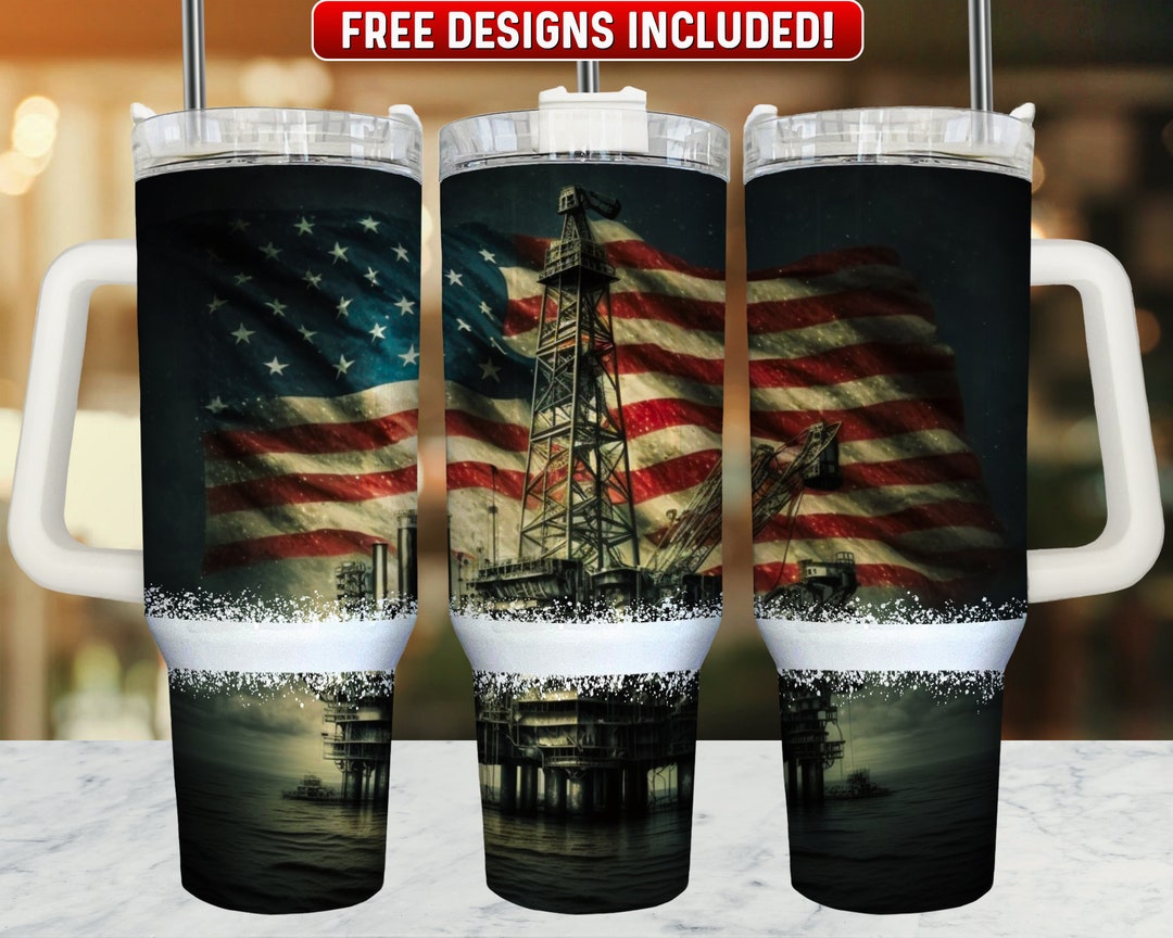 Oil Rig Wrapping Paper Oil Rig 40oz Tumbler Wrap PNG Design, Oil Rig 40oz Quencher Tumbler ...