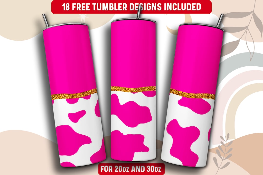 Pink Cowhide Tumbler Wrap PNG, Pink Cow 20 Oz Skinny Tumbler ...