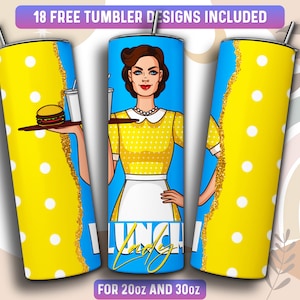 Lunch Lady Tumbler Wrap PNG, Cafeteria Worker 20 oz Skinny Tumbler Sublimation Design, Instant Download (+101 free Designs)