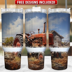 Farm Tractor 40oz Tumbler Wrap PNG Design, Farmer 40oz Quencher Tumbler Sublimation Wrap, 40 oz Tumbler PNG, Instant Download