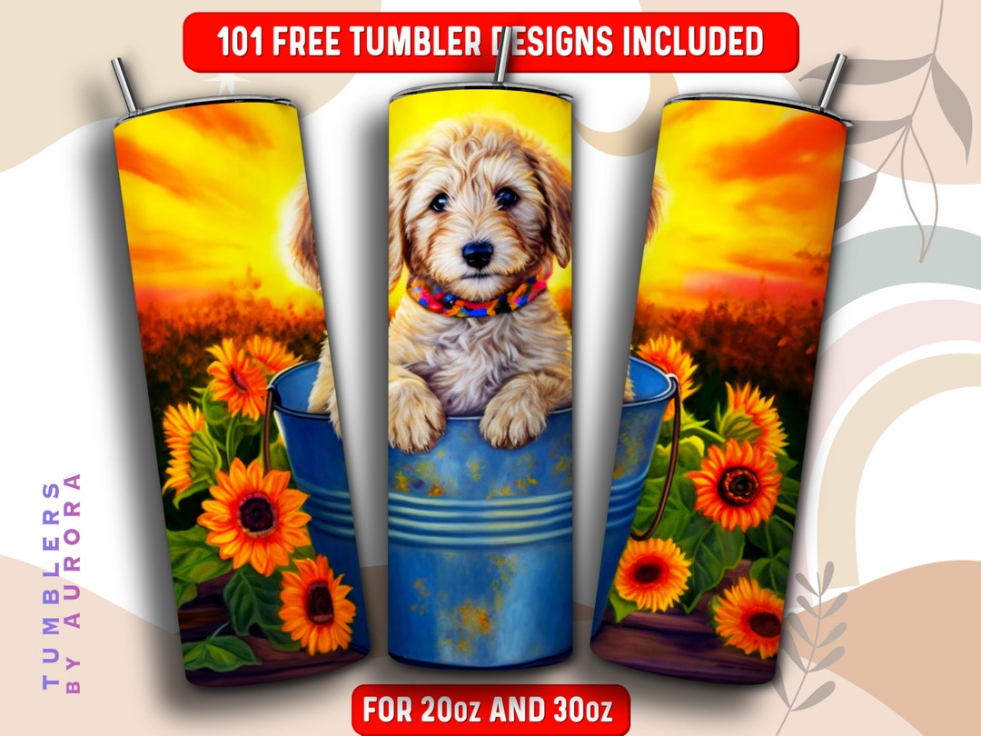 Cute Goldendoodle Tumbler Wrap PNG, Dog 20 Oz Skinny Tumbler ...