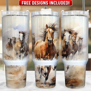 Horses 40oz Tumbler Wrap PNG Design, Horse 40oz Quencher Tumbler Sublimation Wrap, 40 oz Tumbler PNG, Instant Download