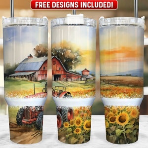 Farm Barn 40oz Tumbler Wrap PNG Design, Farmer 40oz Quencher Tumbler Sublimation Wrap, 40 oz Tumbler PNG, Instant Download