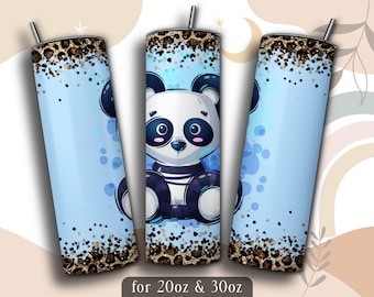 Panda Tumbler Wrap PNG Design, Panda 20 oz Skinny Tumbler Sublimation, 20oz and 30oz Tumbler Wrap, Instant Download (+101 free Designs)