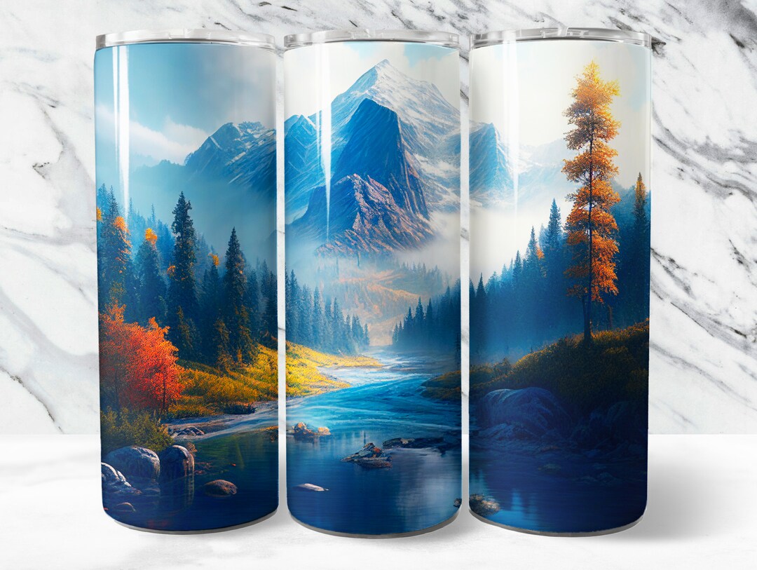 Mountain Tumbler Wrap PNG, Nature 20 Oz Skinny Tumbler Sublimation