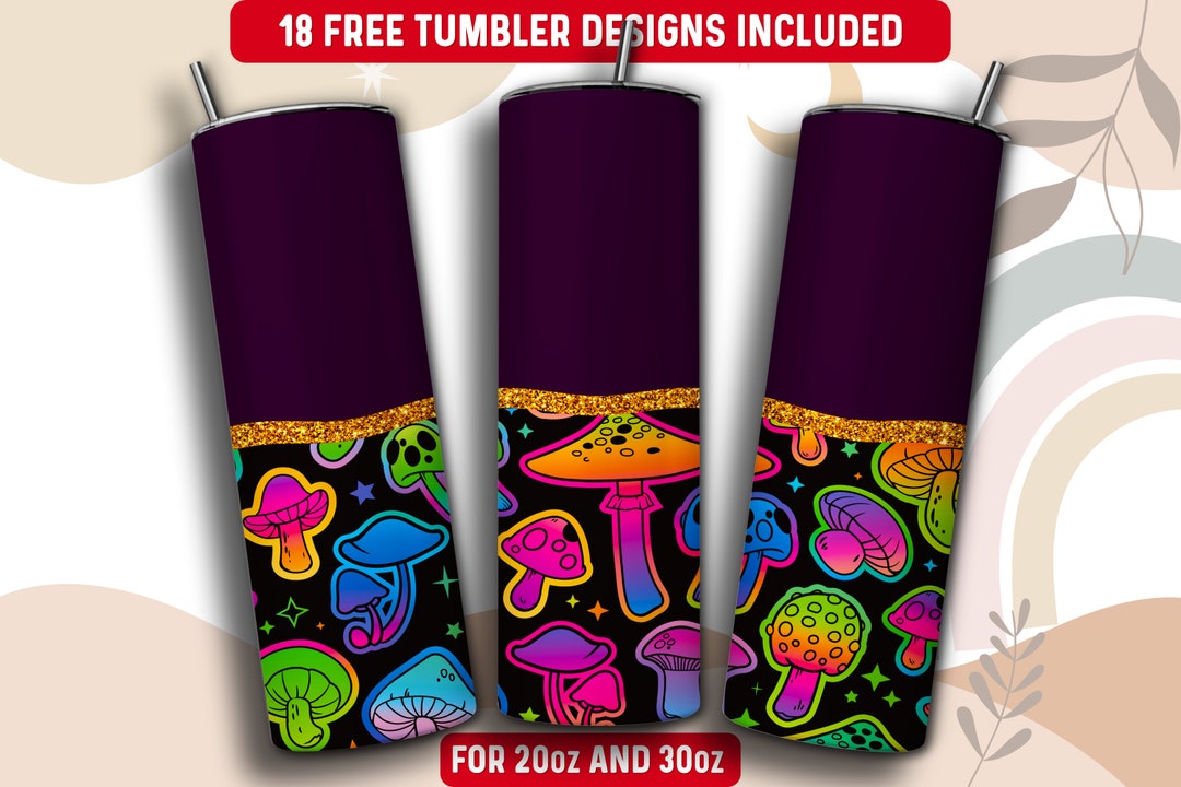 Mushroom Tumbler Wrap PNG, Brown 20 Oz Skinny Tumbler Sublimation ...