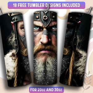 Viking Tumbler Wrap PNG, Viking 20 oz Skinny Tumbler Sublimation Design, Instant Download (+101 free Designs)