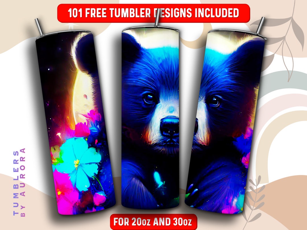 Black Bear Tumbler Wrap PNG, Black Bear 20 Oz Skinny Tumbler ...