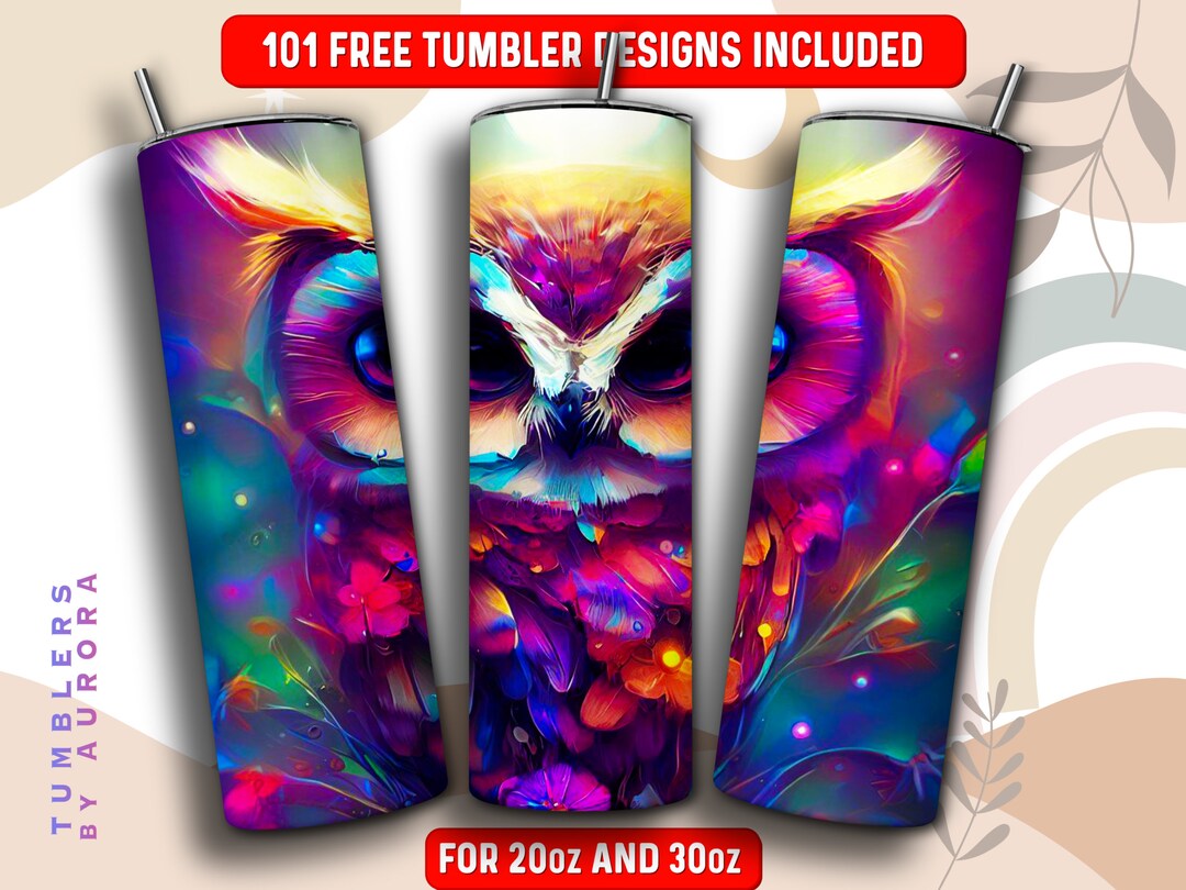Oilpainting Owl Tumbler Wrap PNG, Owl 20 Oz Skinny Tumbler Sublimation ...