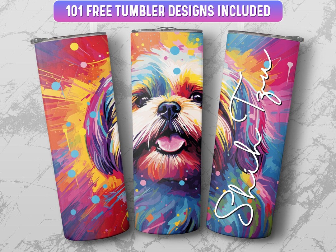 Shih Tzu Tumbler Wrap PNG, 20 Oz Skinny Tumbler Wrap Sublimation Design ...