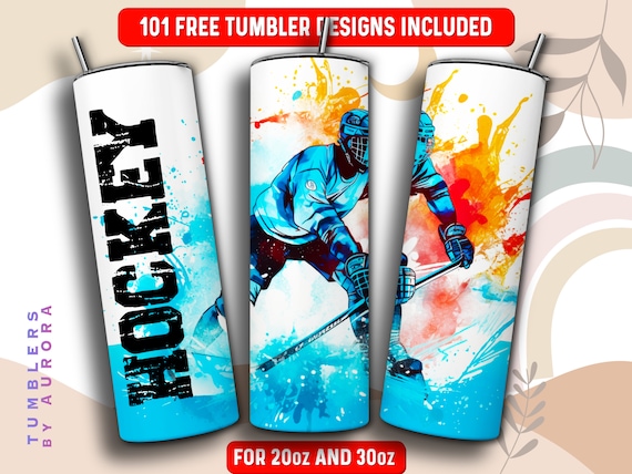 Ice Hockey Tumbler Wrap PNG, Ice Hockey 20 oz Skinny Tumbler Sublimation Design, Instant Download (+101 free Designs)