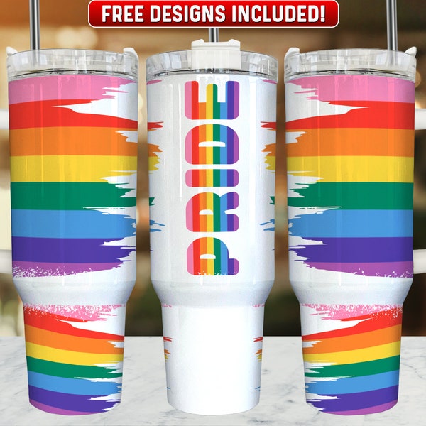 Pride 40oz Tumbler Wrap PNG Design, LGBT 40oz Quencher Tumbler Sublimation Wrap, 40 oz Tumbler PNG, Instant Download