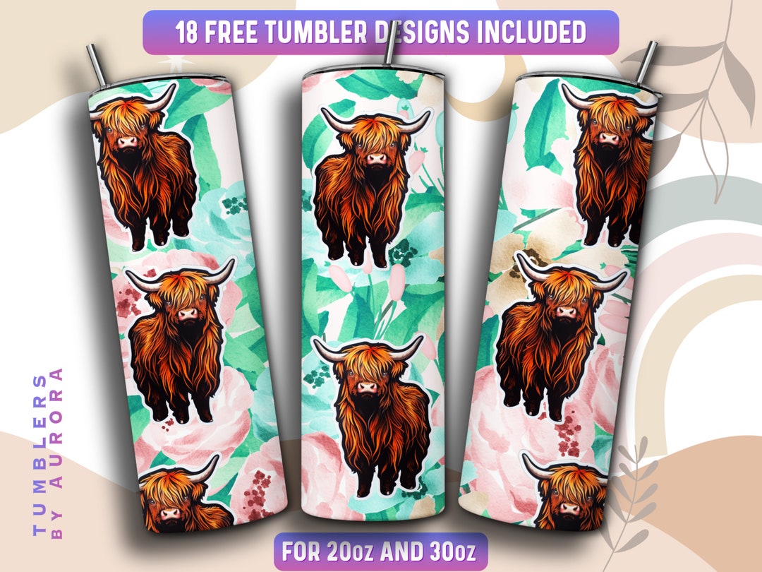 Highland Cow Tumbler Wrap PNG, 20 Oz Skinny Tumbler Sublimation Design ...