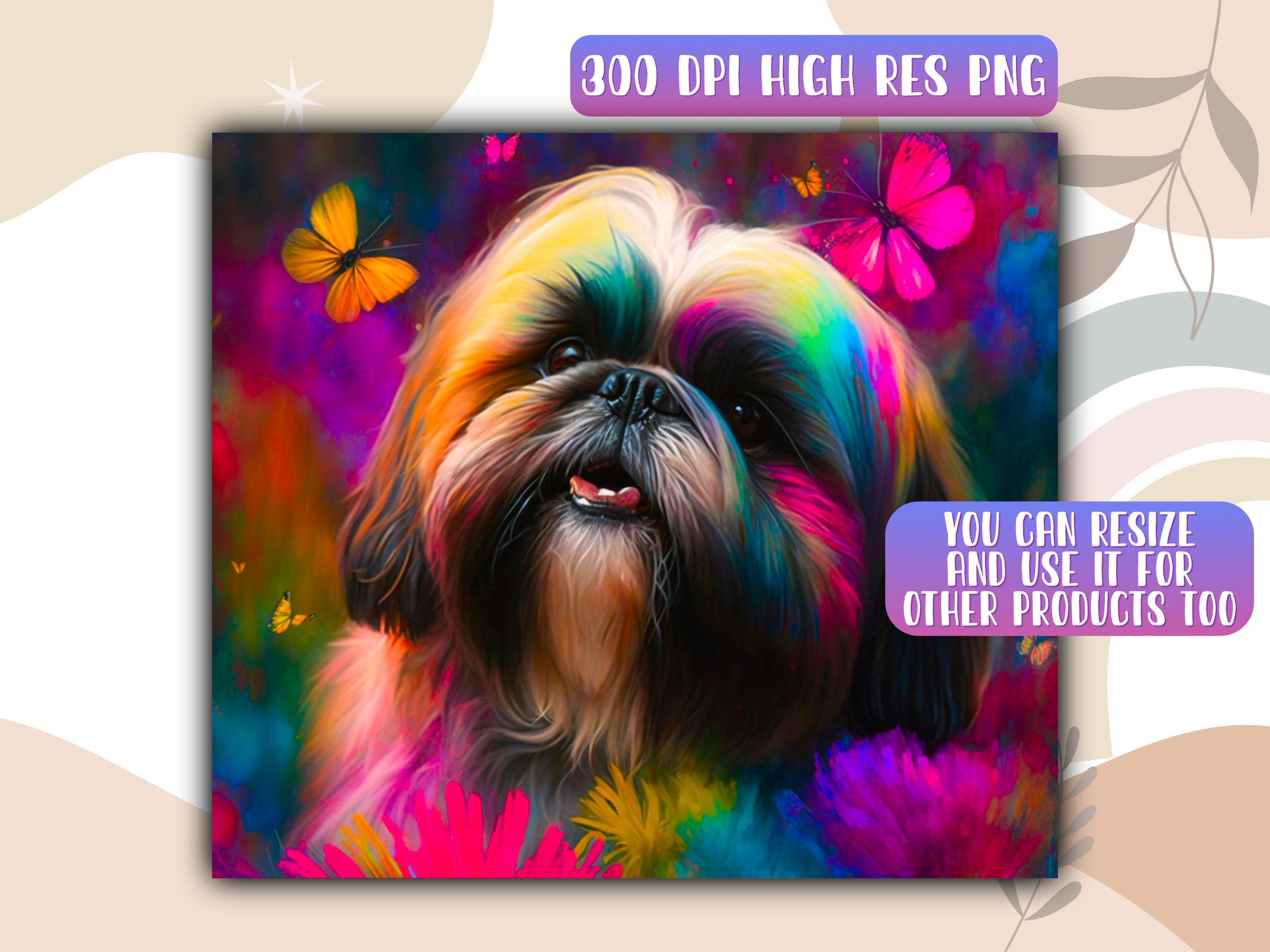 Shih Tzu Tumbler Wrap PNG, Dog 20 Oz Skinny Tumbler Sublimation Design ...