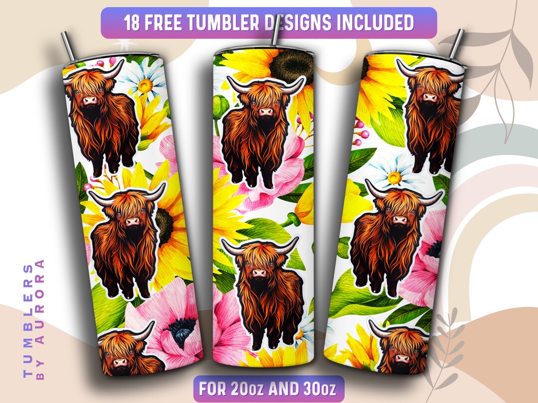 Highland Cow Tumbler Wrap PNG, 20 Oz Skinny Tumbler Sublimation Design ...