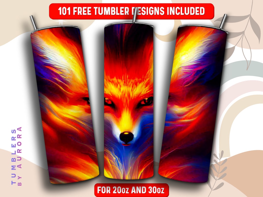Fox Tumbler Wrap PNG, Fox 20 Oz Skinny Tumbler Sublimation Design ...