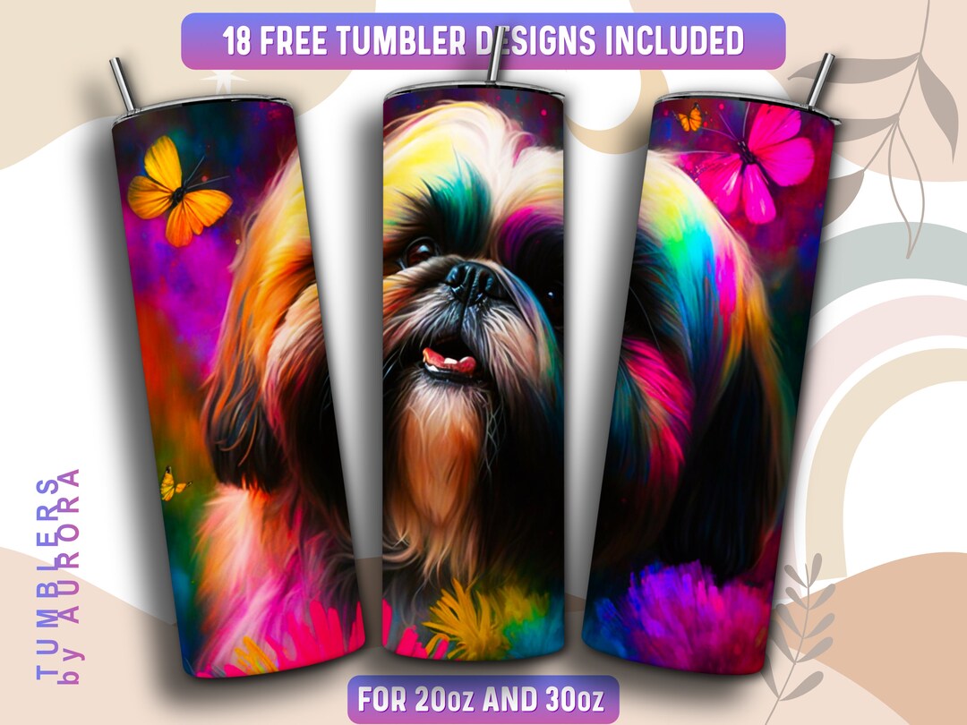 Shih Tzu Tumbler Wrap PNG, Dog 20 Oz Skinny Tumbler Sublimation Design ...