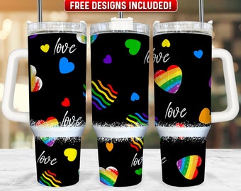 Rainbow Flag 40oz Tumbler Wrap PNG Design, LGBT 40oz Quencher Tumbler Sublimation Wrap, 40 oz Tumbler PNG, Instant Download