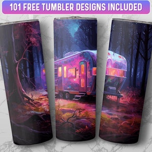 Forrest Caravan Tumbler Wrap PNG, 20 oz Skinny Tumbler Wrap Sublimation Design, Instant Download (+101 free Designs)