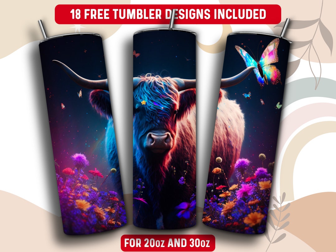 Highland Cow Tumbler Wrap PNG, 20 Oz Skinny Tumbler Sublimation Design ...