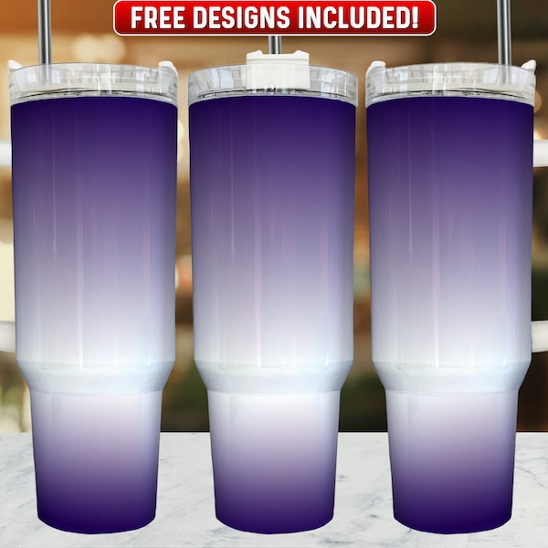 Purple Ombre 40oz Tumbler Wrap PNG Design, Purple Ombre 40oz Quencher Tumbler Sublimation Wrap, 40 oz Tumbler PNG, Instant Download