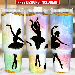 Ballet Dancer 40oz Tumbler Wrap PNG Design, Ballerina Dancing 40oz Quencher Tumbler Sublimation Wrap, 40 oz Tumbler PNG, Instant Download