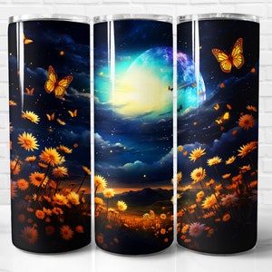 Butterfly Tumbler Wrap PNG, Butterfly 20 oz Skinny Tumbler Wrap Sublimation Design, Instant Download (+101 free Designs)