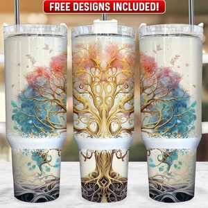 Tree of Life 40oz Tumbler Wrap PNG Design, Chakra 40oz Quencher Tumbler Sublimation Wrap, 40 oz Tumbler PNG, Instant Download