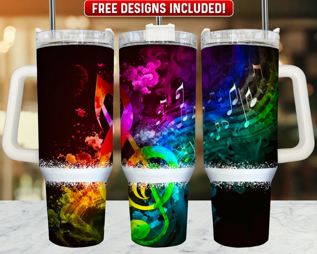 Music 40oz Tumbler Wrap PNG Design, Music 40oz Quencher Tumbler ...