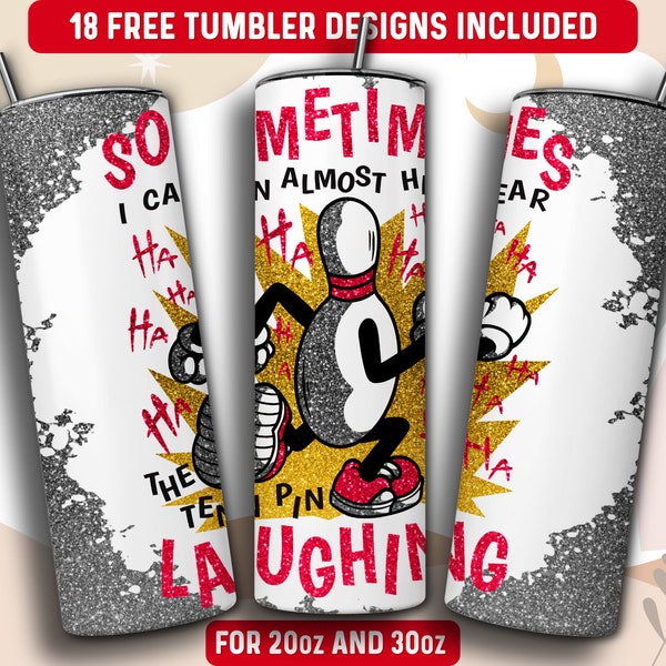 Bowling Tumbler Wrap PNG, Bowling Mom 20 oz Skinny Tumbler Sublimation Design, Instant Download (+101 free Designs)