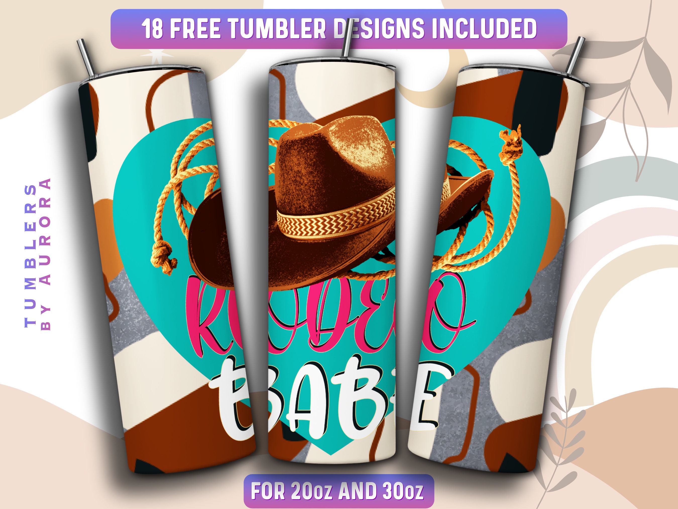 Rodeo Babe Tumbler Wrap PNG, Cowboy 20 Oz Skinny Tumbler Sublimation ...