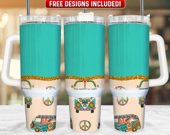 80s 90s Retro 40oz Tumbler Wrap PNG Design, Groovy Hippy 40oz Quencher Tumbler Sublimation Wrap, 40 oz Tumbler PNG, Instant Download