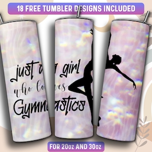 Gymnastics Tumbler Wrap PNG, Gymnastics 20 oz Skinny Tumbler Sublimation Design, Instant Download (+101 free Designs)
