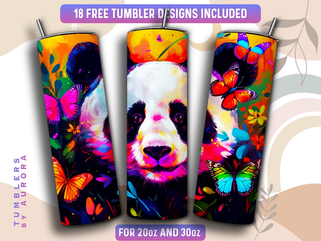 Panda Tumbler Wrap PNG, Panda 20 Oz Skinny Tumbler Sublimation Design ...
