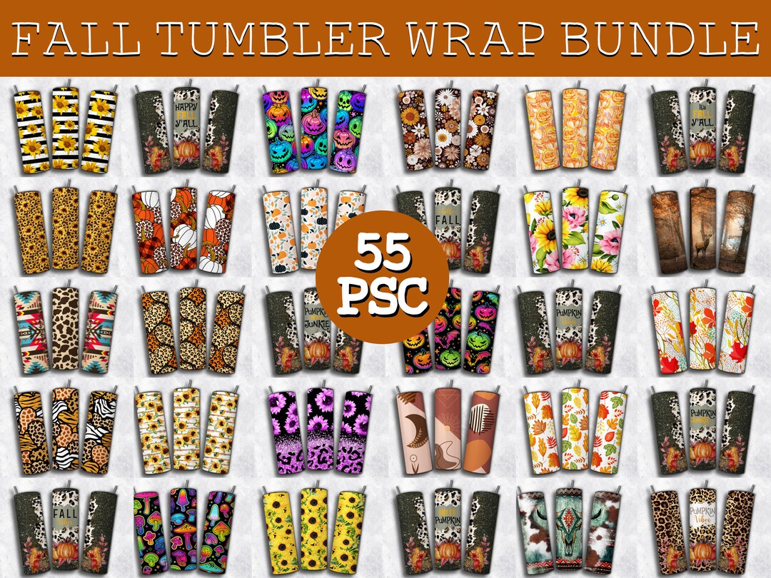 Fall Tumbler Wrap Bundle 20 Oz Skinny Tumbler Wrap PNG, Autumn Tumbler ...