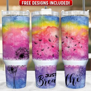 Just Breathe 40oz Tumbler Wrap PNG Design, Just Breathe 40oz Quencher Tumbler Sublimation Wrap, 40 oz Tumbler PNG, Instant Download