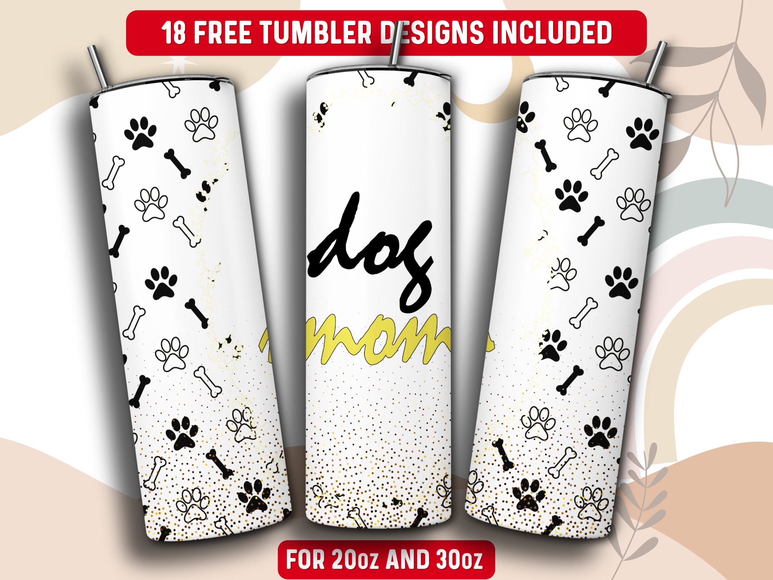 ユウ Dog Mom Tumbler Wrap PNG, Dog Owner 20 Oz Skinny Tumbler
