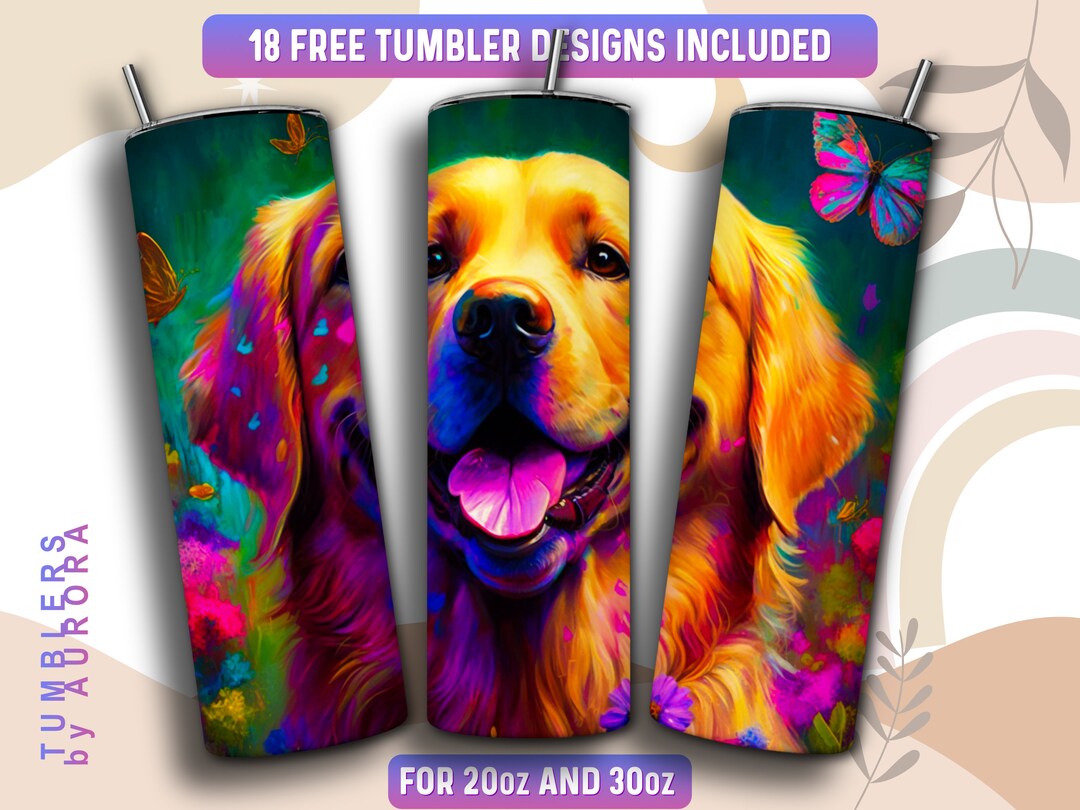 Golden Retriever Tumbler Wrap PNG, Dog 20 Oz Skinny Tumbler Sublimation ...