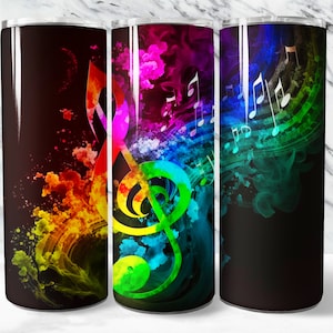 Music Note Tumbler Wrap PNG, Musician 20 oz Skinny Tumbler Sublimation Design, Instant Download (+101 free Designs)