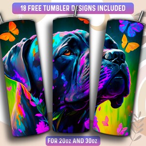 Cane Corso Tumbler Wrap PNG, Dog 20 oz Skinny Tumbler Sublimation Design, Instant Download (+101 free Designs)