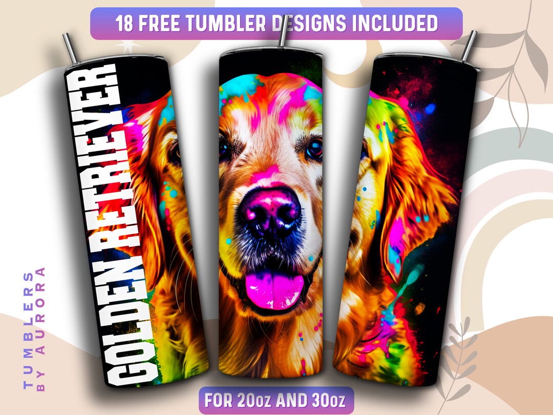 Golden Retriever Tumbler Wrap PNG, Dog 20 Oz Skinny Tumbler Sublimation ...