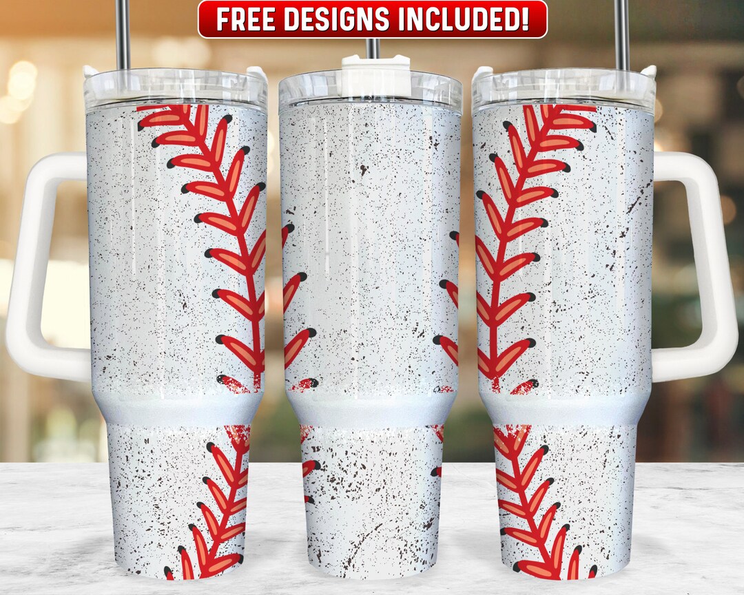 Baseball 40oz Tumbler Wrap PNG Design, Baseball 40oz Quencher Tumbler