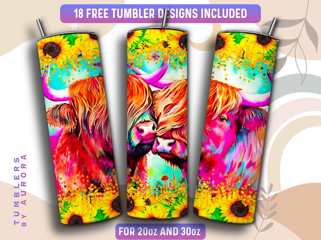 Highland Cow Tumbler Wrap PNG, 20 Oz Skinny Tumbler Sublimation Design ...