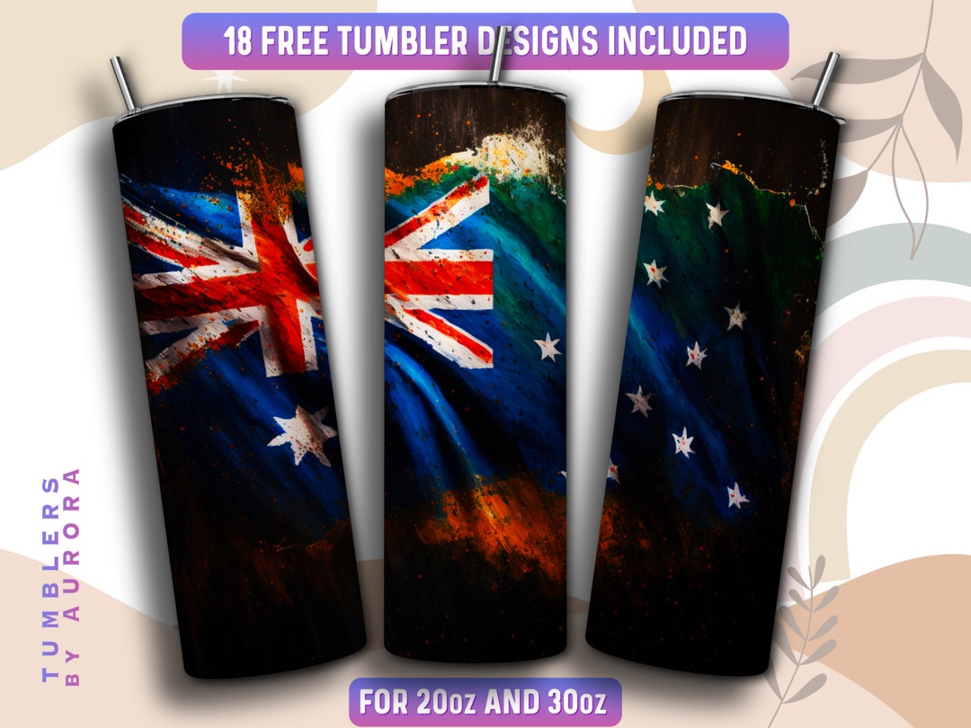 Australia Tumbler Wrap PNG, Australian Flag 20 Oz Skinny Tumbler