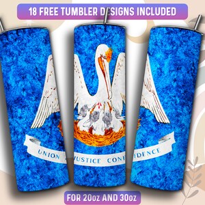 Louisiana Tumbler Wrap PNG, US State 20 oz Skinny Tumbler Sublimation Design, Instant Download (+101 free Designs)