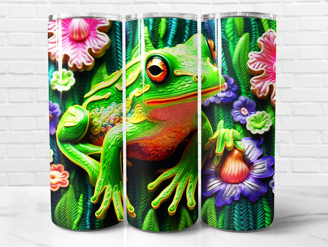 3D Frog Tumbler Wrap PNG Design, 3D Frog Sublimation Wrap, 20 Oz Skinny ...